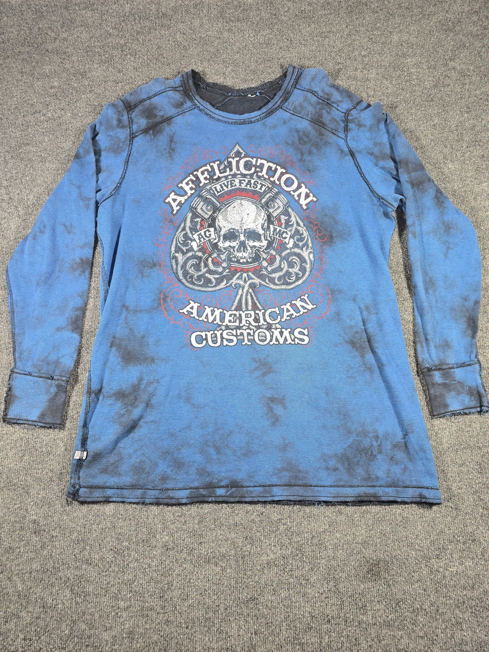 Affliction American Customs Reversible Thermal Shirt Live Fast Men’s 3XL Skull